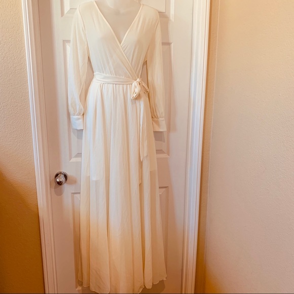 🌹CLEARANCE! | Elegant Sheer Ivory Maxi Dress for Petite, Wedding NWOT🌹 - Picture 11 of 16